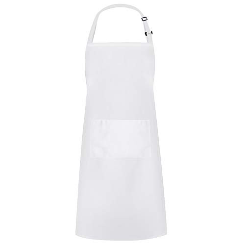 Syntus Adjustable Bib Apron Waterdrop Resistant with 2 Pockets Cooking Kitchen Aprons for Women Men Chef, BBQ Drawing, White -1 Pack- Syntus Adjustable Bib Apron Waterdrop Resistant with 2 Pockets Cooking Kitchen Aprons for Women Men Chef, BBQ Drawing, White -1 Pack-