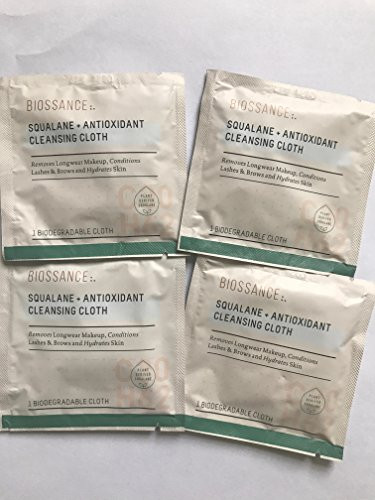 BIOSSANCE Squalane  plus Antioxidant CLEANSING CLOTHES 4 Sealed Wipes