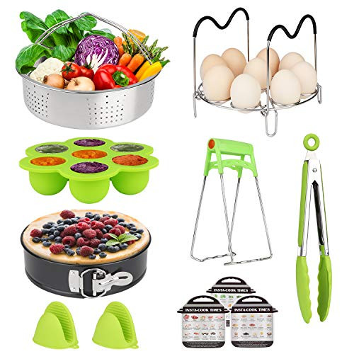 Instant Pot Accessories Instapot Accessory Fits Instant Pot 5,6,8 Qt, with Steamer Basket, None-stick Springform Pan, Egg Bites Mold, Egg Steamer Rack(with Handles), Dish Clip and Kitchen Tongs 8 in 1