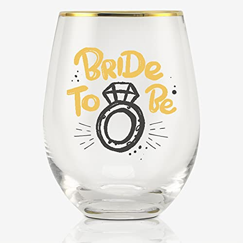 Onebttl Bride to Be Wedding Gifts, Engagement Gifts for her, 17 oz Stemless Wine Glass for Fiancee, Perfect for Newly Engaged Gifts with a Gift Box