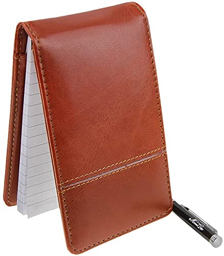 Pocket Memo Pad with Calculator- Mini Business Notepad Holder Set?Small Flip Jotter Notebook Case with 30 Sheet Note Papers and Calculator -Red-