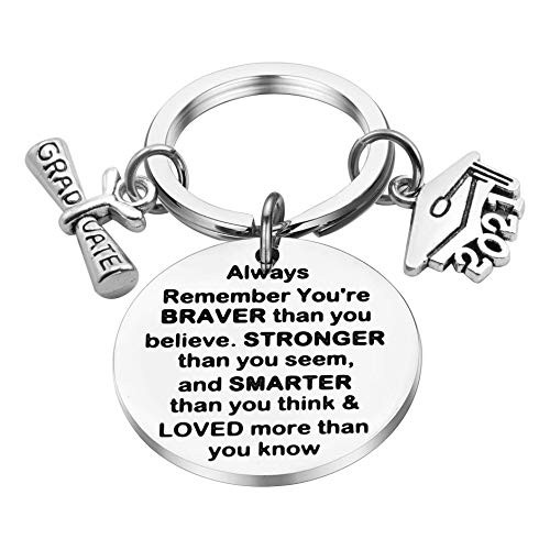 PARTNER Always Remember You're BRAVER Than You Believe 2021 Inspirational Graduation Gifts Graduation Keychain for Daughter Son Best Friend Boys Girls Women -Keychain- PARTNER Always Remember You're BRAVER Than You Believe 2021 Inspirational Graduation Gifts Graduation Keychain for Daughter Son Best Friend Boys Girls Women -Keychain-