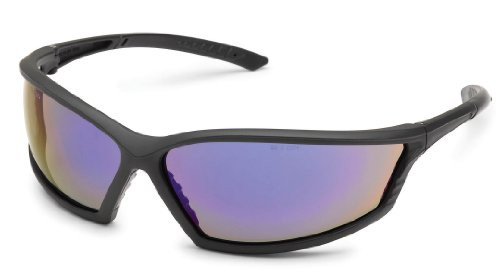 4x4 Safety Glasses, Black Frame, Blue Mirror Lens, Rough and Tough, 41GB9M