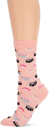 Hot Sox Women's Food and Drink Novelty Casual Crew Socks, Sushi -Blush-, Shoe Size- 4-10