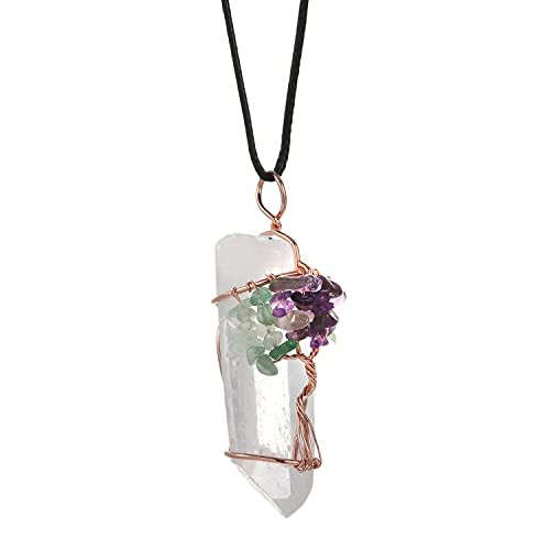 Raw Crystals Quartz Crystal Gemstone Reiki Healing Rock Raw Stone Chakra Pendant Necklace Women Wrap Gemstone Necklace Jewelry Gifts