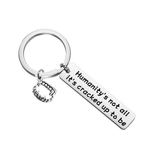 HOLLP Damon Salvatore Vampire Diaries Inspired Gift Humanitys Not All its Cracked Up To Be Keychain Gift For Vampire Diaries Fans -Keychain-