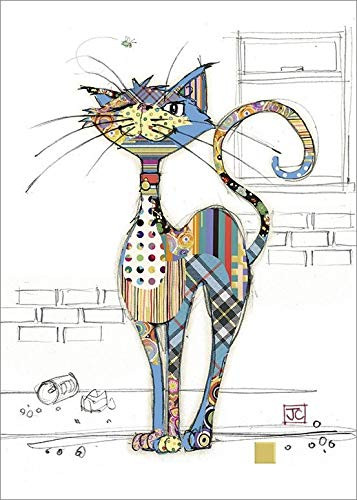 Greeting Card -BA-G003- - Blank/Birthday - Cola Cat - Artwork by Jane Crowther - Embossed and Foil Finish - Suitable for Birthdays and Other Occasions