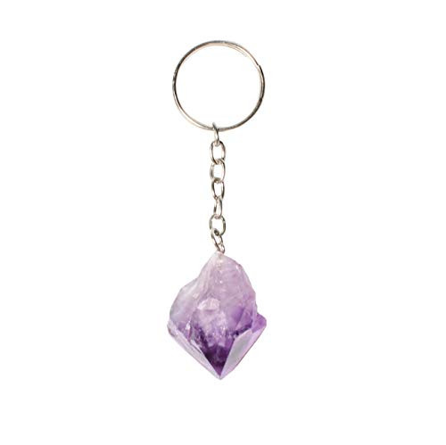 Amethyst Crystal Point Keychain Natural Raw Stone - Crystal Healing Keychains - Healing Crystals - Reiki Chakra Healing