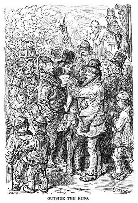 Dor London 1872 NOutside The Ring Crowd Of People Outside The Racetrack During A Derby In London Wood Engraving After Gustave Dor From The Series London A Pilgrimage 1872 Poster Print by (18 x 24)