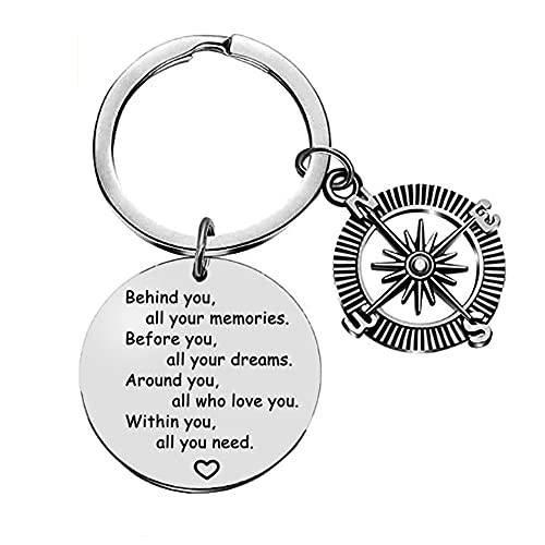 Graduation Gifts for Her Him 2021 Graduation Gifts Compass Keychain for Women Men -Behind You All Your Memories 2021 Keychain Gifts