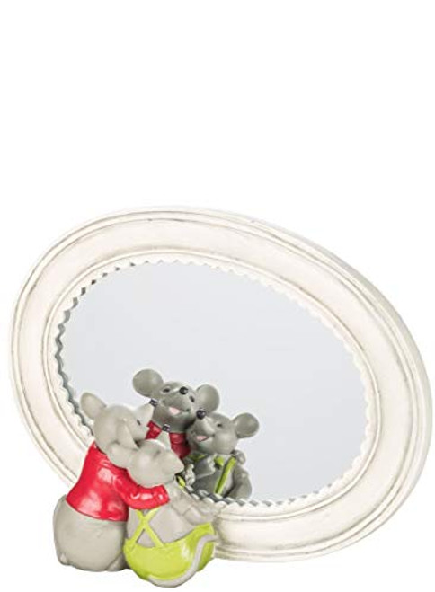 Sullivans Decorative Tabletop Mirror, Christmas Mice, 8"L x 4.5"W x 6"H, White -MIR148-