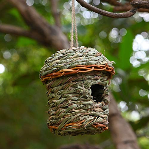 SIZHINAI Grass Hand Woven Birdhouse, Outside Birds' Nests Straw Woven Crafts Grass Hanging Bird Hut, Natural Hummingbird Nest for Outdoor SIZHINAI Grass Hand Woven Birdhouse, Outside Birds' Nests Straw Woven Crafts Grass Hanging Bird Hut, Natural Hummingbird Nest for Outdoor