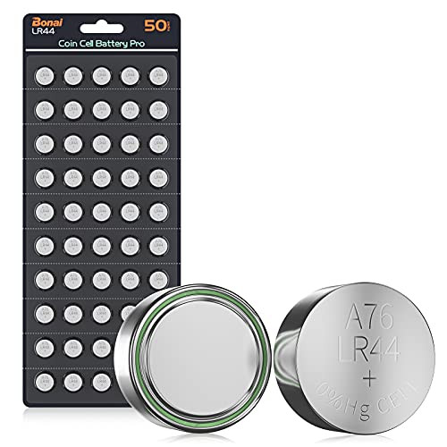 Bonai LR44 Batteries 1.5v LR44 Button Cell Battery-50 Count- AG13 A76 357/303 L1154f SR44 Battery High Capacity for Flashlights Calculator
