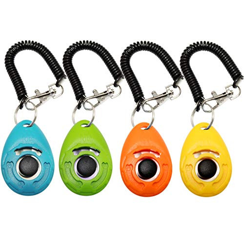Dog Trainer Clickers, Training Clicker with Wrist Strap for Pets Like Cat Horse Bird Puppy,4 Pcs