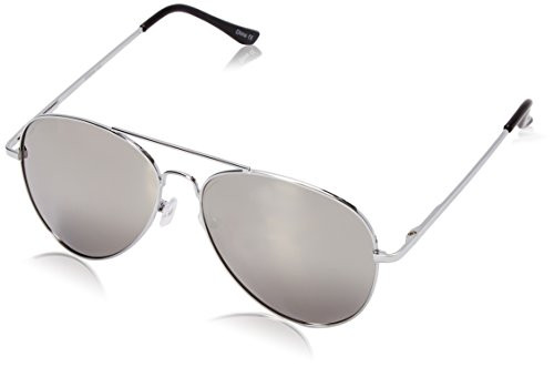 FULL MIRROR Mirrored Metal Aviator Sunglasses -Silver-