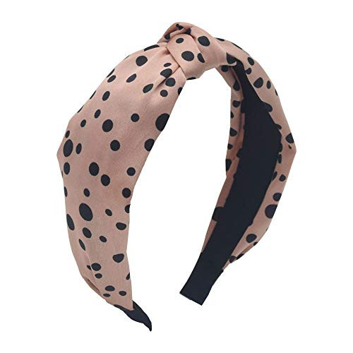 Knot Headband for Women Girls,MHDGG Wave Point Wide Headbands Turban Headband Hair Band Bandana Hairband Head Band Wrap with Bow Cloth Wrapped Headwear,Pink