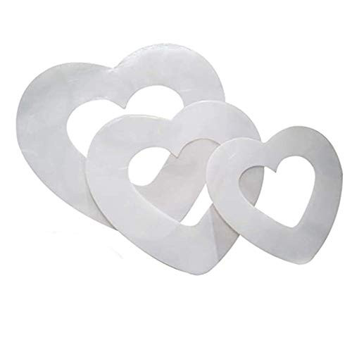 Andifany Set of 3 Heart-Shaped Cake Stencils Baking Templates Plastic Sheet Flat Bread Stencil Template 6/8/10 Inch Decor Stencil
