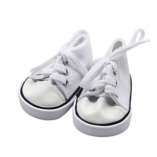 Obobb Doll Shoes,Canvas Shoes American Doll Fashion Sneakers 18 Inch Doll Shoelace Cloth Shoes for American Doll  and  Clothes