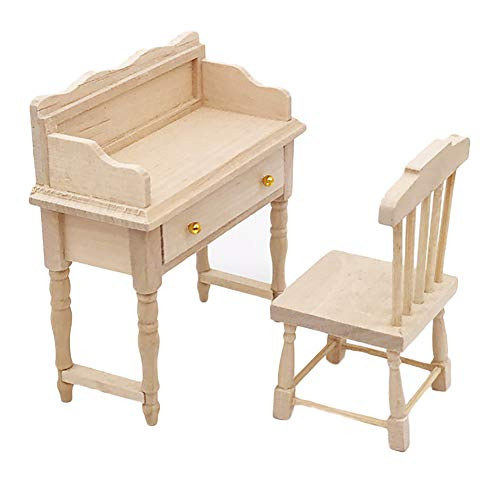 BARMI Pet Clothes,1/12 Unpainted Wooden Mini Desk Table Furniture DIY Dollhouse Room Accessory,Perfect DIY Dollhouse Toy Gift Set