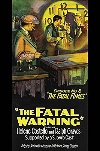 Man looks from a bar with drinks a another with a pistol in front of a clock holding a man with his hands up Poster Print by Unknown (18 x 24)