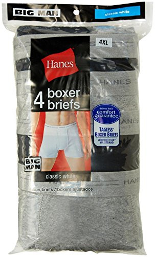 Hanes Men's ComfortSoft Tagless Boxer Briefs with Flex Waistband - XXXX-Large -  Black/Grey (4-Pack)