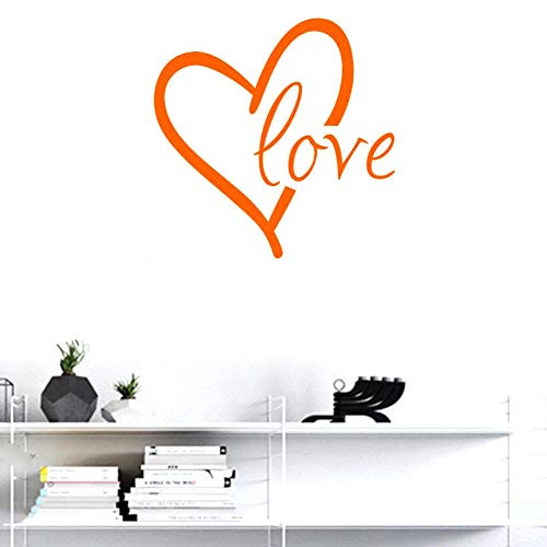 BIBITIME 16.93" x 16.93" Orange Heart Love Wall Decal Vinyl Sticker for Baby Infants Toddlers Nursery Bedroom Children Kids Room Decor Art PVC Murals