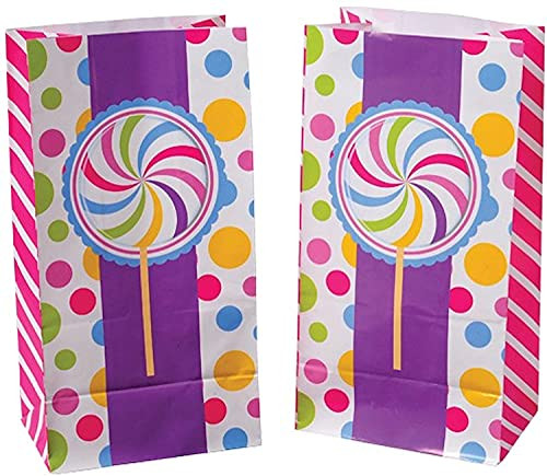 Candy Theme Paper Bags - 2 Dozen - Sweets Party Favor Goody Bags