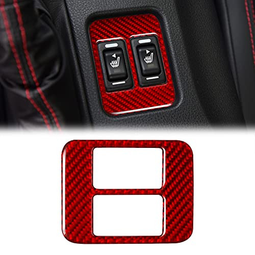 SUNJIKA Compatible with 1PCS Carbon Fiber Center Console Seat Heat Heating Button with Seat Heat Cover Trim Stickers Accessories for Subaru BRZ Toyota 86 2016 2017 2018 2019 2020-Red-