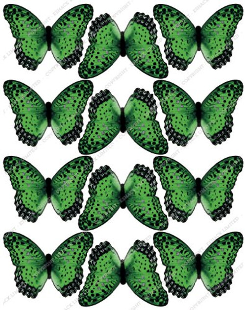 Cakeshop 12 x PRE-CUT Green Edible Butterfly Cake Toppers