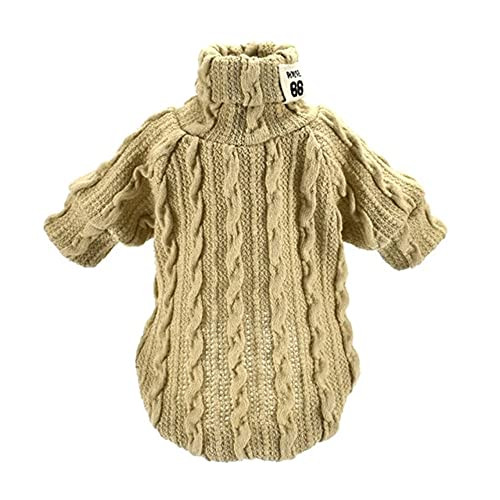 Dog Vest Clothes,Autumn Pet Solid Color Turtleneck Knitted Sweater Two-Legged Cat Dog Clothes - Beige Yellow XS
