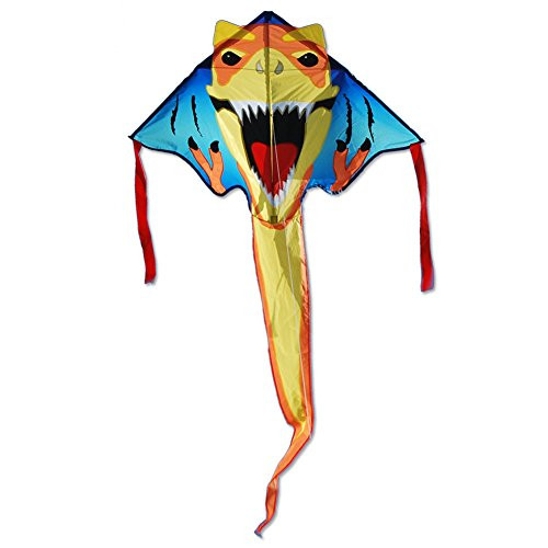 Premier Kites Easy Flyer T-Rex Dinosaur Delta Kite with String - Yellow T-Rex Dinosaur Kite