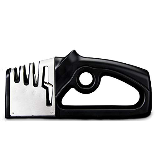 Knife and Scissor Sharpeners-3 Slot Knife Accssories to Repair?4-in-1 Knife and Scissors Sharpener with Diamond, Ceramic, Tungsten, Kitchen Tools for Kinds of Knives -4 Slot Black-