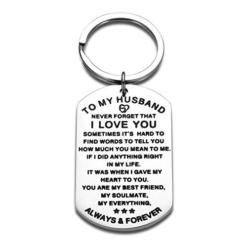 to My Husband Keychain I Love You Gifts for Husband Hubby Anniversary Birthday Gifts from Wife Girlfriend Couple Keychain Gifts for Boyfriend Men Him Bride Fiance Wedding Christmas Valentine Jewelry to My Husband Keychain I Love You Gifts for Husband Hubby Anniversary Birthday Gifts from Wife Girlfriend Couple Keychain Gifts for Boyfriend Men Him Bride Fiance Wedding Christmas Valentine Jewelry
