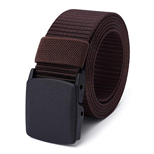 Mile High Life - Nylon Web Belt - Outdoor Military Web Belt - Cut to Fit up to 52 - 1.5 Width - None Metal Buckle Belt -Brown, 142CM-