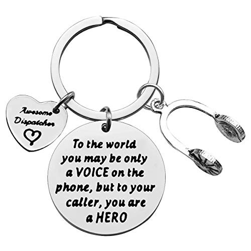 Ciyumu Dispatcher Gift EMT Emergency Dispatcher Keychain 911 Operator Gift Funny Gift for 911 Dispatcher Appreciation Keychain Thank You Gift for Awesome Dispatcher Retirement Gift Dispatcher Jewelry, Silver, Small