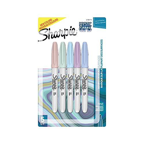 Sharpie Permanent Markers, Fine Point, Featuring Mystic Gem Color Markers, Assorted, 5 Count