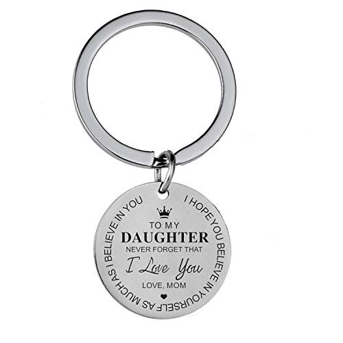 Daughter Keychain Key Ring Believe Inspirational Gifts from Dad Mom Birthday Graduation Christmas Gifts Jewelry for Daughters -Mom to Daughter Style 02-