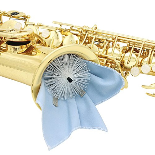 Blue Saxophone Wiping Cloth W/Brush For Alto Tenor Sax Cleaning Maintenance
