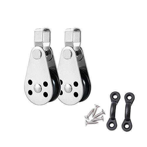 CNQLIS Single Pulley Block Stainless Steel Heavy Duty Hardware Singles Wheel Swivel Rigging Lift Wheel Fixed Pulley Nylon Pad Eyes with Screws for 2mm to 6mm Diameter Rope Safety Loading 1000 Lb 2 Pcs