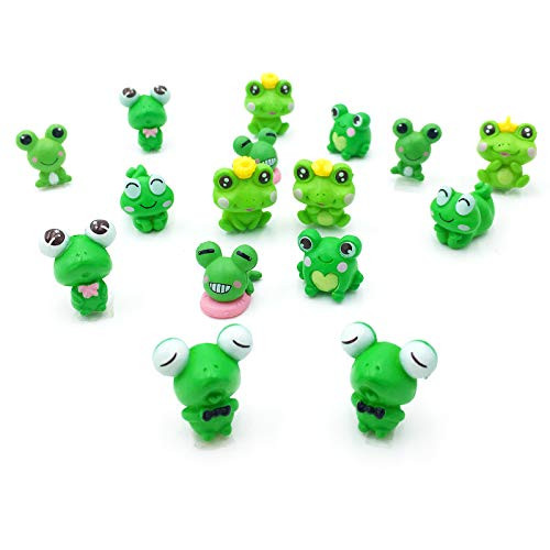16Pcs Mini Green Frogs Statue Cute Resin Animal Sculpture Moss Landscape Decor for Garden Yard Landscape DIY Terrarium Crafts Fairy Ornaments Toad Miniature Figurines Model Home Decoration -Frogs-