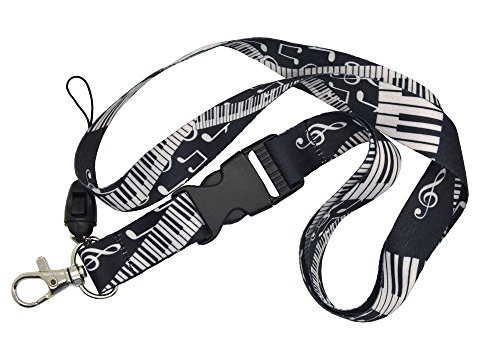 Music Note and Piano Keys Lanyard Keychain Cellphone Holder