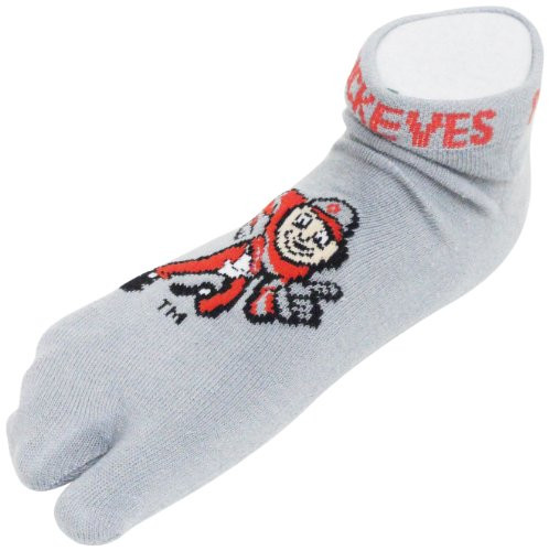 NCAA Ohio State Buckeyes Men's Flip Flop Footie Socks, Gray/Red/Black