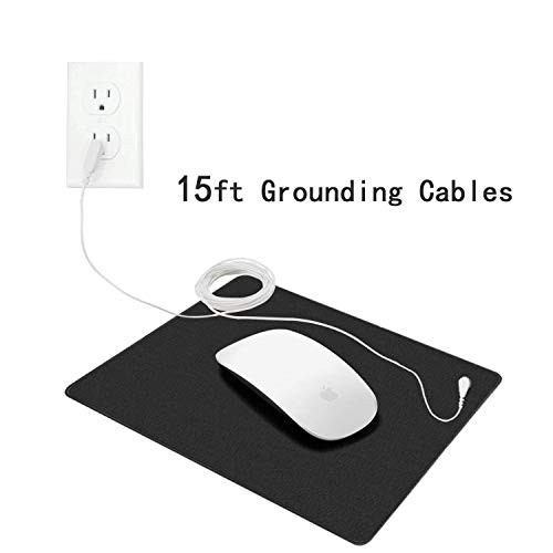 Earthing Grounding Mouse Pad & Grounding Cord for Protecting Carpel Tunnel, Inflammation, Pain, Negative Ions, Fatigue,Reduce EMF Stress, etc. Earthing Universal Mat Waterproof (9.8x11.8in)