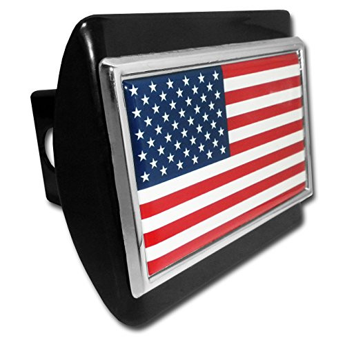 Elektroplate American Flag Black Metal Hitch Cover Elektroplate American Flag Black Metal Hitch Cover