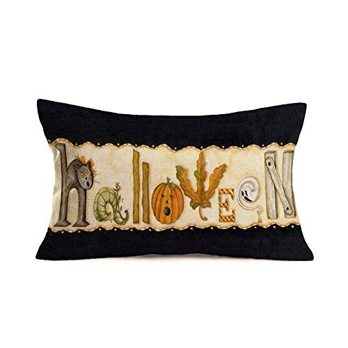Smilyard Funny Halloween Pillow Covers Pumpkin Cat Maple Leaf with Ghost Pillows Decorative Pillow Case Cotton Linen 12x20 Inch Black Background Rectangle Pillow Cover for Sofa Bedroom -FGB 25- Smilyard Funny Halloween Pillow Covers Pumpkin Cat Maple Leaf with Ghost Pillows Decorative Pillow Case Cotton Linen 12x20 Inch Black Background Rectangle Pillow Cover for Sofa Bedroom -FGB 25-
