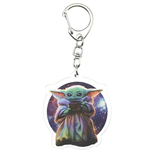 Baby Yoda Keychain Artwork, Star Wars Cute Baby Alien Keychain The Mandalorian Pendant Key Chains Keyring Gifts Keyloops 14