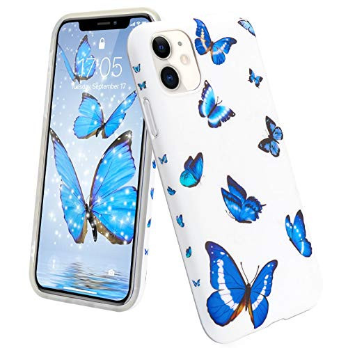 Pepmune Phone Case for iPhone 12 Pro Max Silicone Cute Butterfly Design Protective Cover Women Girls Elegant Slim Soft TPU Shockproof Bumper Shell for Apple iPhone 12 Pro Max Back Cases Blue