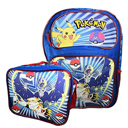 Pokemon Backpack 16" Large School Backpack Lunch Bag 2pcs Set