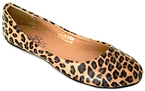 Shoes 18 Womens Ballerina Ballet Flat Shoes Solids  and  Leopards -6, Leopard PU 8600-