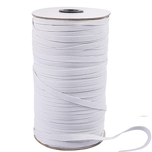 BENBO Elastic String for Masks, 1/4" Width White Elastic String Cord Elastic Rope Heavy Stretch High Elasticity Knit Elastic Spool for Sewing Crafts DIY, Bedspread, Cuff -119 Yards-